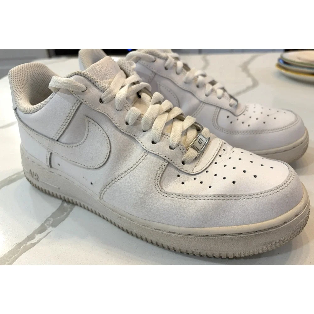 Nike Air Force 1 Low White Men's SZ 8 2019 Sneakers Tennis Shoes, Clean ‎ Dad